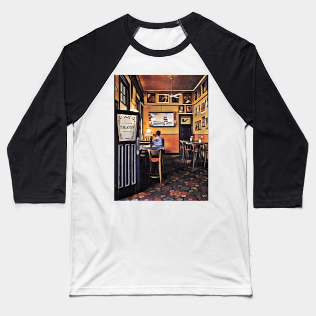 Guy Watching Footy at the Pub Baseball T-Shirt by goodieg